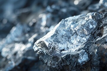 Aufkleber - Intricate detail of a metallic rock with graphite-like texture, suitable for geology concepts