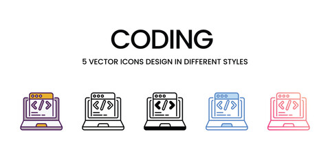 Coding  Icons different style vector stock illustration