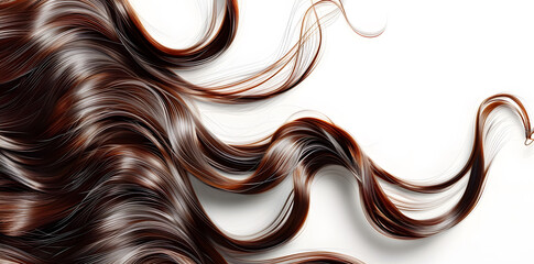 Wall Mural - Beautiful shiny healthy hair curls texture isolated on white background