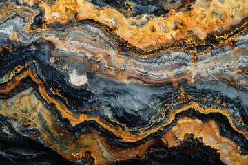 Poster - An up-close view of the vivid and intricate banded patterns found within a slice of agate, rich in color and detail