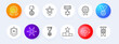 © Anastasia - Star set icon. Medal, reward, prize, premium, rating, merit, badge, sticker, pedestal, first place, victory, order, certified. Certificate concept