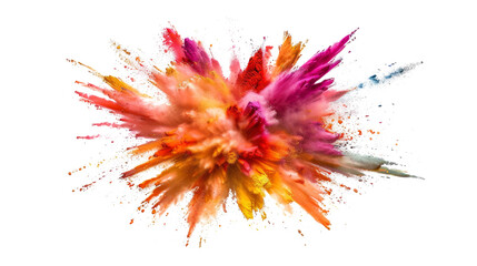 Wall Mural - A vibrant burst of colorful chalk pieces and powder flying in an explosion effect, , clipping path, cut out