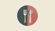 © Олег Фадеев - Stylized graphic of a fork and spoon placed on a circular background that is divided into two halves
