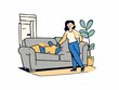 © Madiha - Woman  in the home with sofa