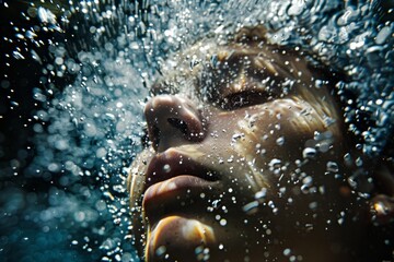 Fototapete - Intricately detailed close-up of water droplets creating a blurred abstract design
