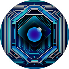 Sticker - eye future digital network technology background