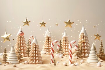 Beautiful luxury New Year Christmas holiday background. 3d illustration, 3d rendering.