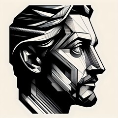 Wall Mural - Abstract geometric portrait of man, 4k images