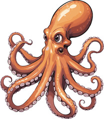 Wall Mural - Vector illustration of an octopus character on a white background.