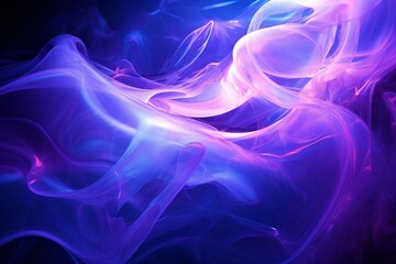 Poster - Abstract vivid neon smoke swirls creating a fluid, dreamy backdrop