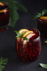 Poster - Pomegranate and orange cocktail with mint	