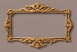 © Farjana Fim - Rectangle vintage gold frame for web presentation, horizontal border in oriental style, png with transparent background