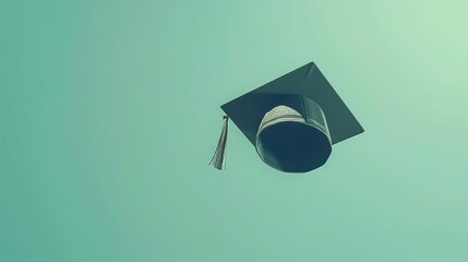 Canvas Print - Graduation cap against a blue sky background