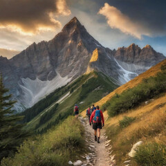 Sticker - hiker in the mountains