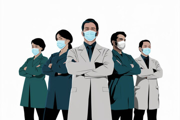 group of doctors with mask