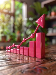 Poster - business finance graph concept arrow financial growth red chart investment marketing economy progress