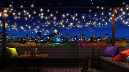 Wall Mural - terrace string of lights