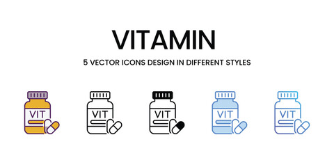 Wall Mural - Vitamin  Icons different style vector stock illustration