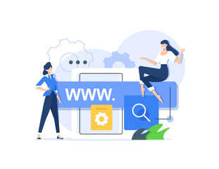 Fototapete - Landing page template of domain. Modern flat design concept of web page design for website and mobile website. Easy to edit and customize