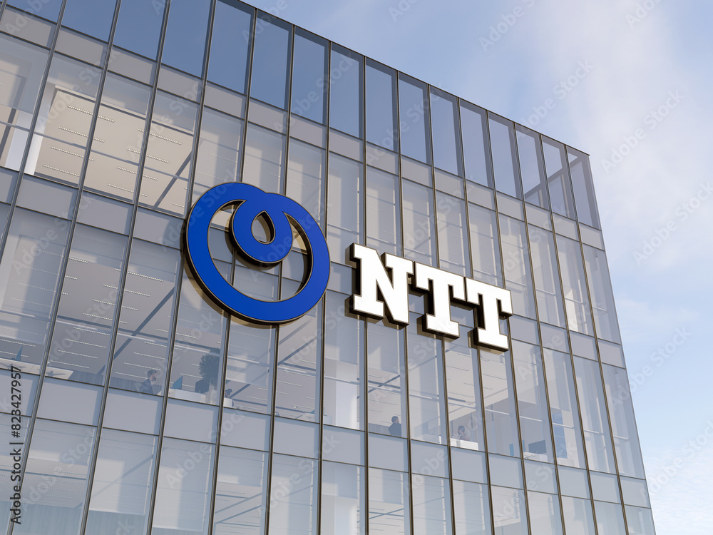 Tokyo, Japan. May 2, 2025. Editorial Use Only, 3D CGI. NTT Signage Logo ...