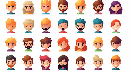 Wall Mural - Diverse Set of People Avatar Faces for Online Profiles and Social Networks