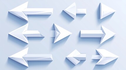 Poster - icon set of 3d white and transparent cursor arrows. using the computer mouse for next or back direct