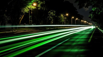 Canvas Print - cars green light traffic