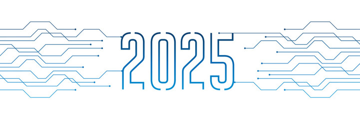 Aufkleber - circuit board electronics digital technology banner 2025 blue vector illustration
