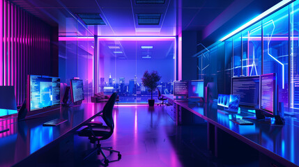 Poster - modern tech company office background 