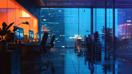 Poster - modern tech company office background 