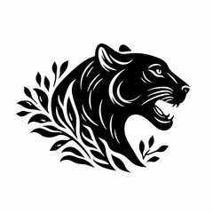 Wall Mural - ai generated illustration of a stylized panther, symbol of strength, black and white elegance