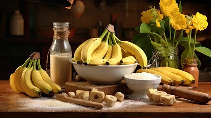 Canvas Print - ripe bunch banana fruit