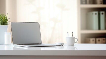 Sticker - sleek blurred interior home office desk