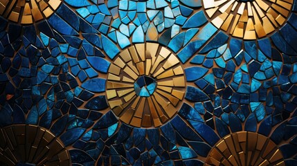 Wall Mural - mosaic gold and blue background