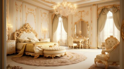 Wall Mural - regal golden bedroom