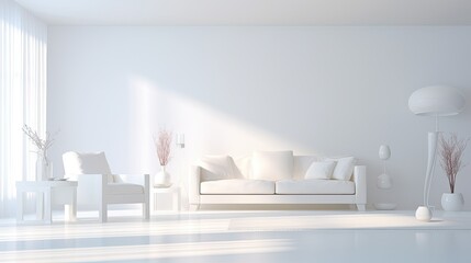 Canvas Print - living blurred white interiors