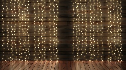 Sticker - display wood background with string lights