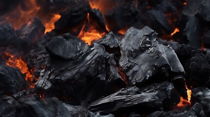 Wall Mural - Abstract background of ashes and burnt coal for barbecue