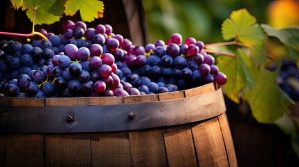 Canvas Print - wooden vineyard grape background