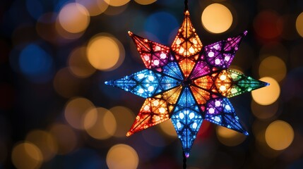 Wall Mural - glowing christmas lights stars