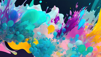 Poster - Abstract color splash, exploding colorful pigments, particles artistic concept background.