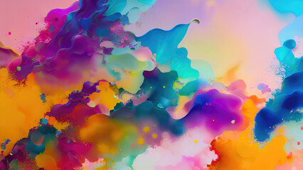Poster - Abstract color splash, exploding colorful pigments, particles artistic concept background.