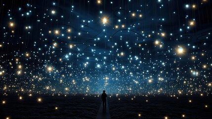 Wall Mural - twinkling star with bulbs