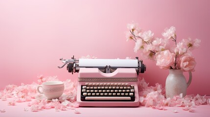 Poster - romantic pastel pink background