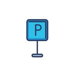 Parking road sign line icon. Lot, roadside square stand isolated outline sign. Car driving, parking area, transport concept. Vector illustration, symbol element for web design and apps