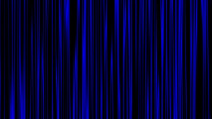 Dark hi-tech background with striped texture. Glowing royal blue abstract moving vertical lines on black backdrop. Flowing motion. Digital technology, cyberspace, data, information, computer science