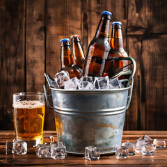 Canvas Print - glass of beer and ice