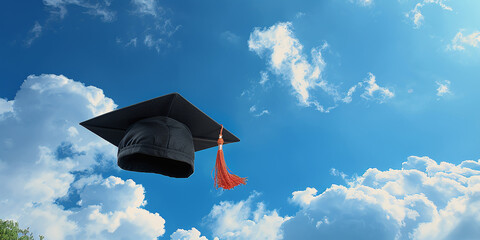 photography of happy joyful male college graduate student celebrating graduation, blue confetti