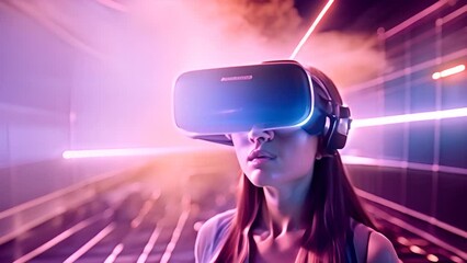 Poster - Woman Engaged in Virtual Reality Experience Generative AI