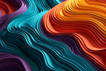 Poster - Colorful digital artwork with flowing 3d waves in a dynamic and modern design